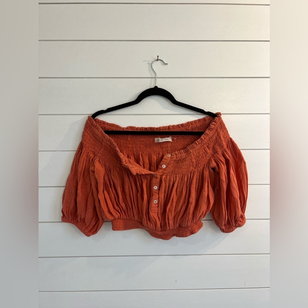 We The Free Off Shoulder Crop Linen Size XS